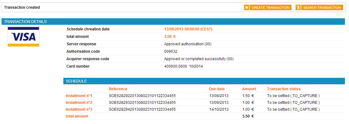 transaction created details