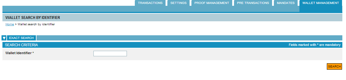 wallet search page by identifier
