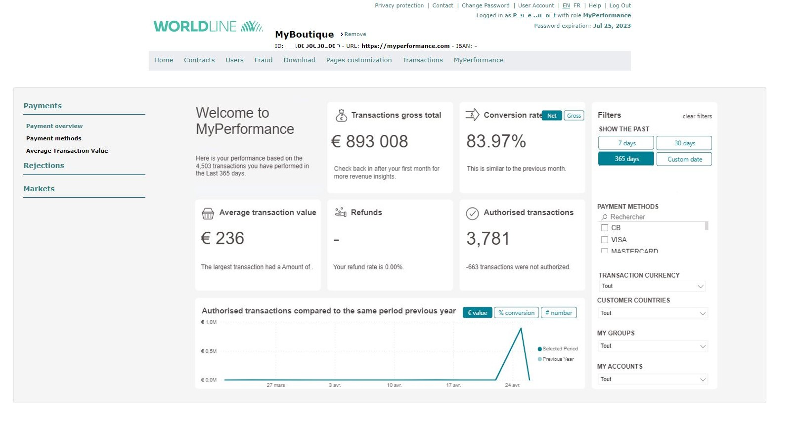 Merchant transactions Dashboard