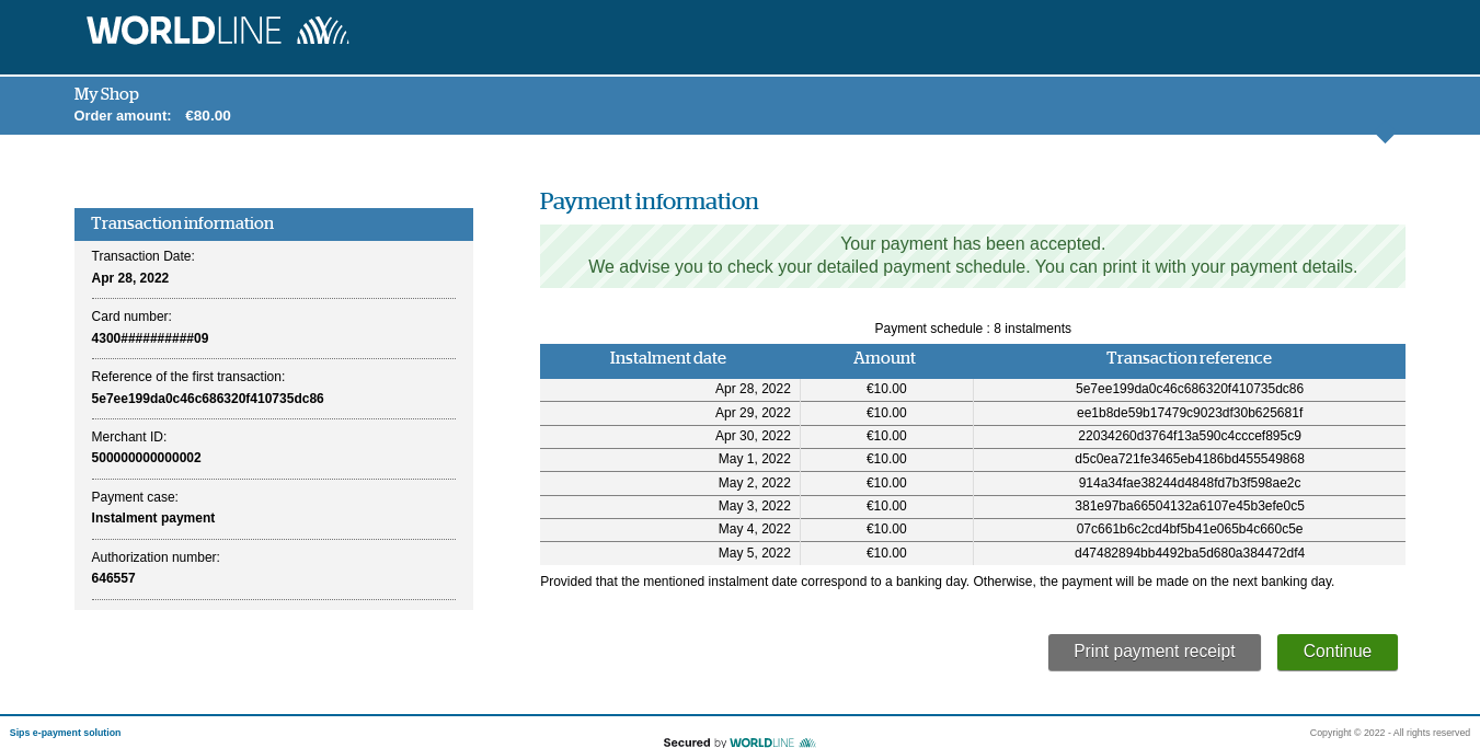 Screenshot of the ticket showing the details of the due dates