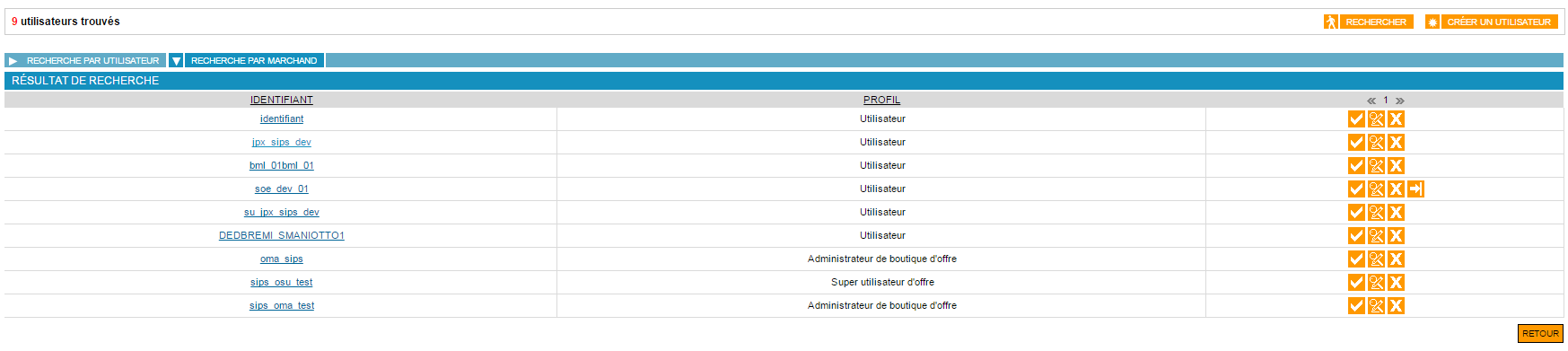 page de résultat