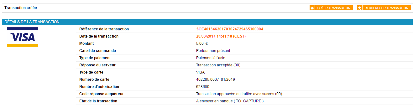 Illustration de la page de résultat d'un paiement accepté