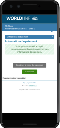 Page de confirmation de paiement