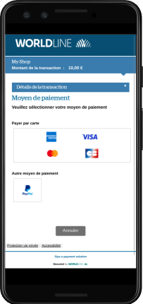 Page de choix du moyen de paiement