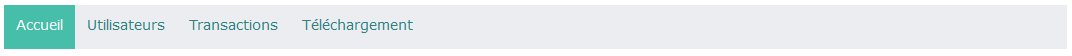 tableau de bord, utilisateurs, gestion des transactions et téléchargement