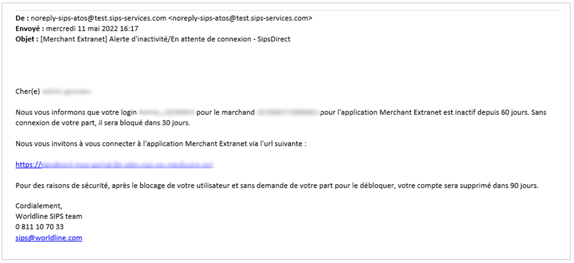 Contenu du mail à 60 jours