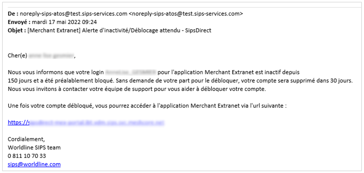 Contenu du mail à 150 jours