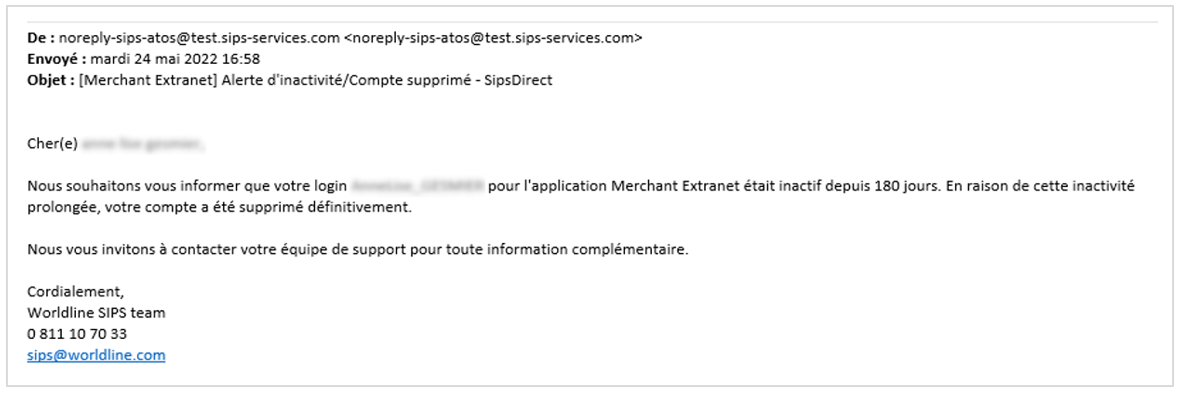 Contenu du mail à 180 jours